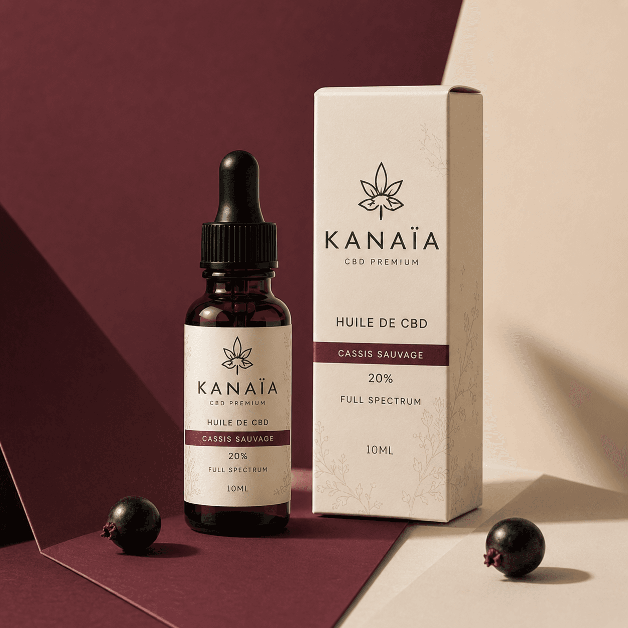 Huile CBD 20 % — Cassis Sauvage — Huile sublinguale aromatisée KANAÏA